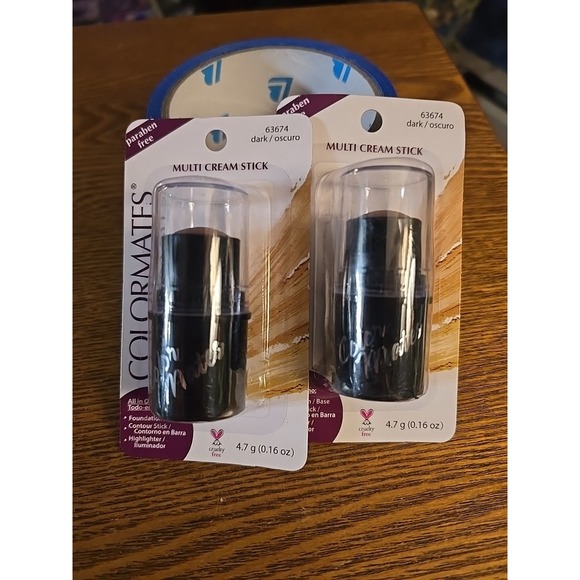 Lot Of 2 ColorMates Multi Cream Stick Foundation Dark 63674 - Picture 2 of 3